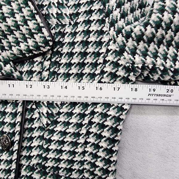 NEW Jou Jou Coat Womens M Green Black Houndstooth Wool Blend Double Breasted - Picture 14 of 16